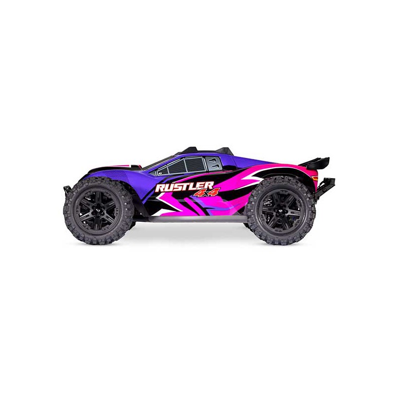 Traxxas Rustler 4x4 Brushed Stadium Truck Rose + led avec accus / chargeur