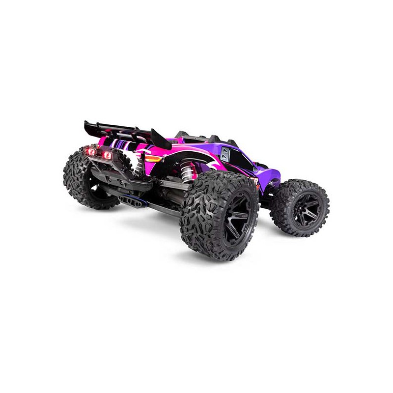 Traxxas Rustler 4x4 Brushed Stadium Truck Rose + led avec accus / chargeur