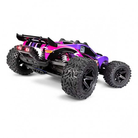 Traxxas Rustler 4x4 Brushed Stadium Truck Rose + led avec accus / chargeur