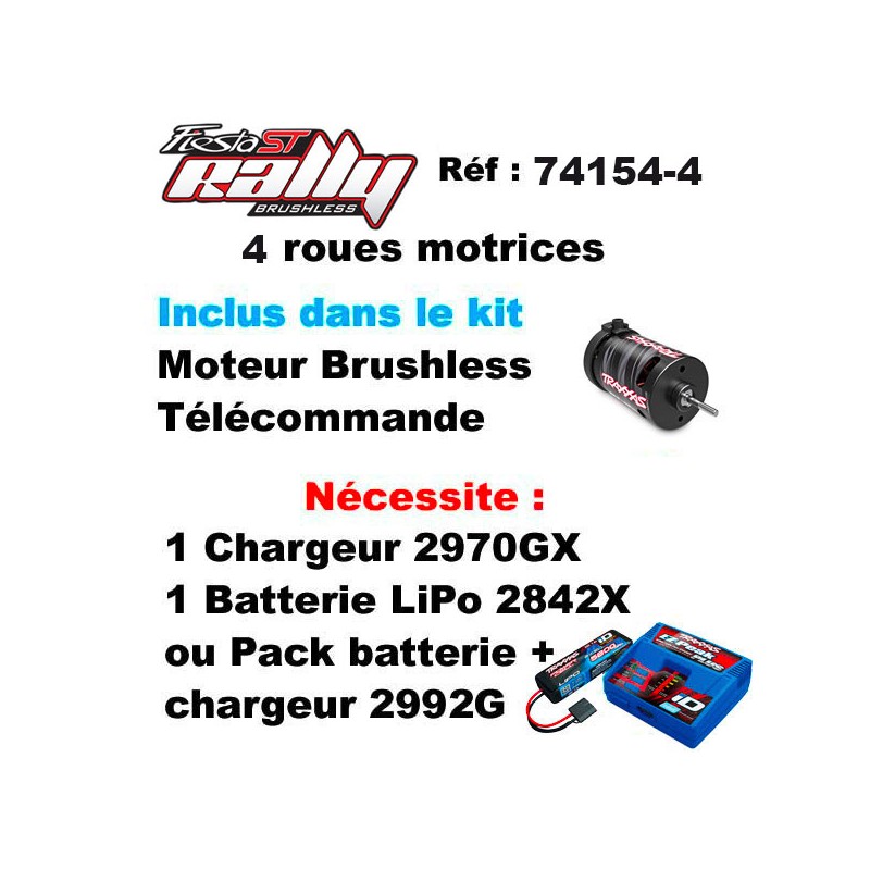 Traxxas FORD FIESTA RALLY BRUSHLESS CLIPLESS BLEU SANS ACCUS / CHARGEUR