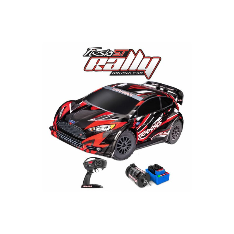 Traxxas FORD FIESTA RALLY BRUSHLESS CLIPLESS ROUGE SANS ACCUS / CHARGEUR