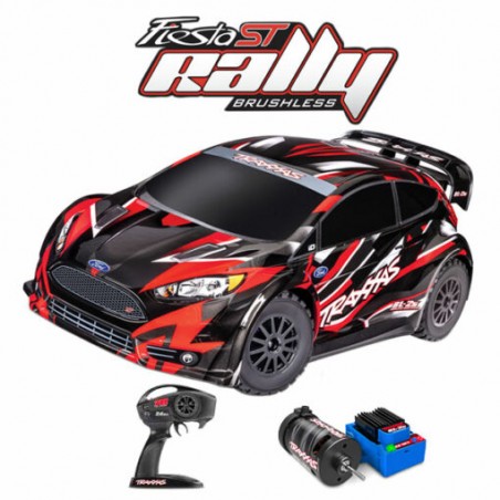 Traxxas FORD FIESTA RALLY BRUSHLESS CLIPLESS ROUGE SANS ACCUS / CHARGEUR
