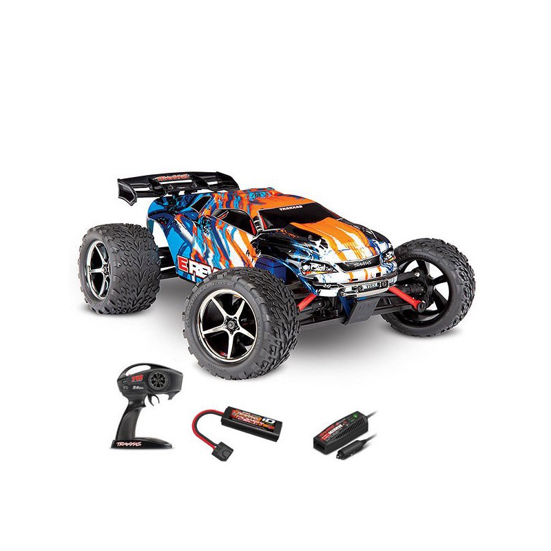 TRAXXAS E-REVO 4X4 BRUSHED Orange AVEC ACCUS / CHARGEUR