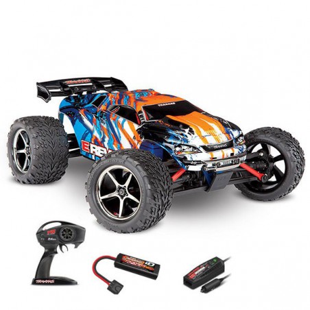 TRAXXAS E-REVO 4X4 BRUSHED Orange AVEC ACCUS / CHARGEUR