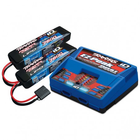 PACK CHARGEUR 2972G + 2 x LIPO 2S 7600MAH 2869X PRISE TRAXXAS